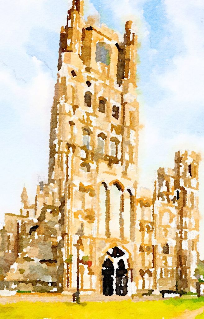 Watercolor of Ely Cathedral located opposite King's Ely Sixth Form Centre